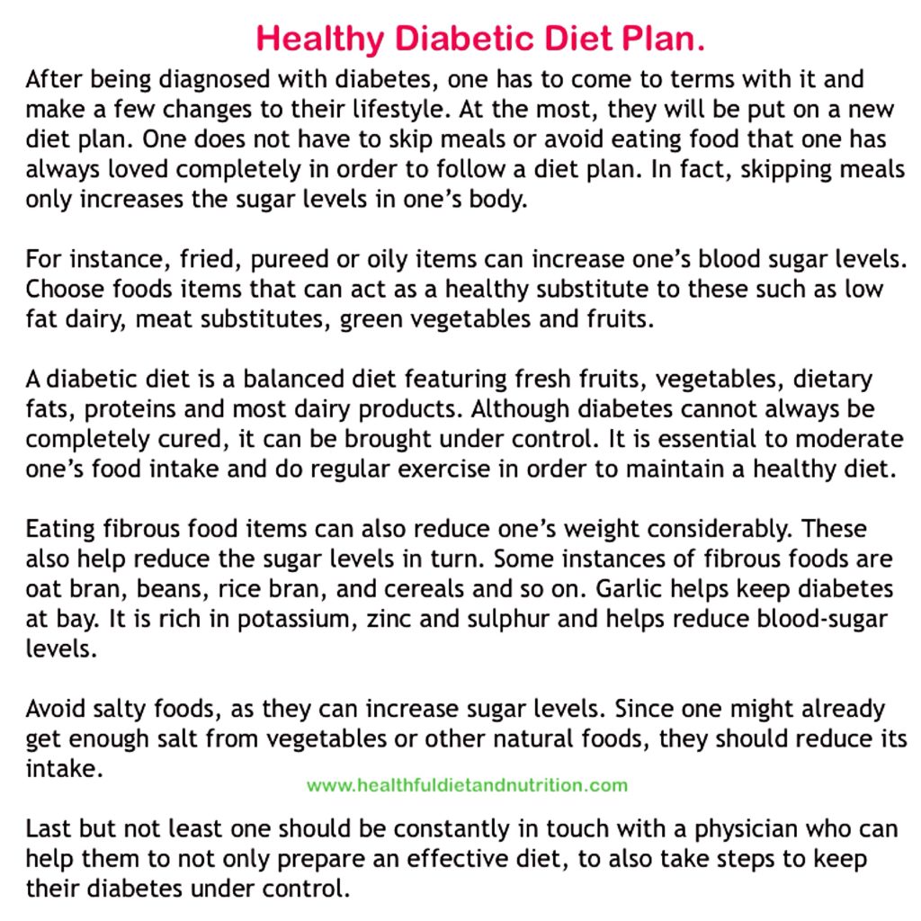 A healthy diabetic diet plan focuses on balanced meals to manage blood sugar levels. Incorporate whole grains (brown rice, whole wheat bread), lean proteins (chicken, fish, legumes), healthy fats (avocados, nuts), and plenty of non-starchy vegetables (broccoli, spinach). Limit refined sugars and processed foods. Opt for fruits with low glycemic index, such as berries and apples, in moderation. Maintain portion control, eat regular meals, and stay hydrated with water. Monitor carbohydrate intake and consider pairing carbohydrates with proteins or fats to stabilize blood sugar levels. Consulting a registered dietitian can further personalize your meal plan for optimal health.