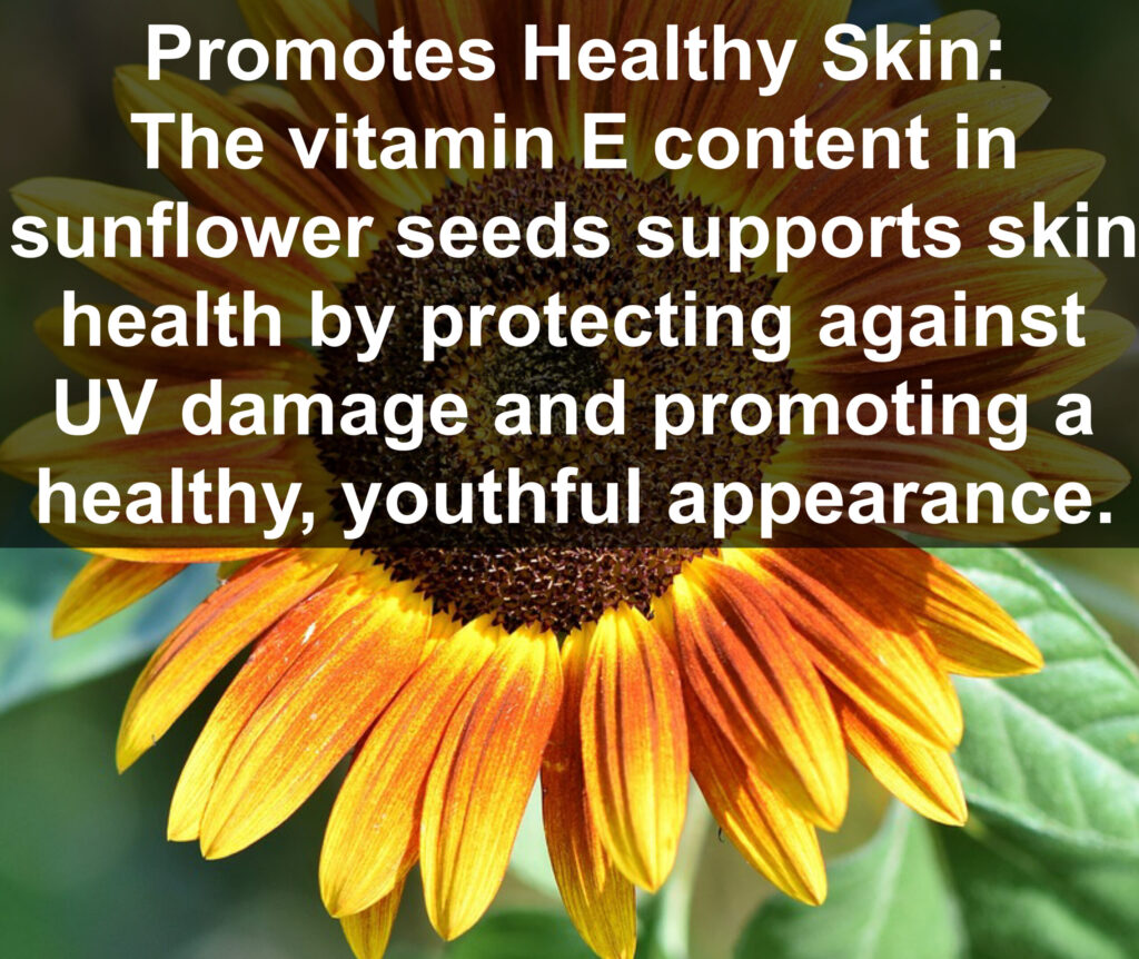 5. Promotes Healthy Skin: The vitamin E content in sunflower seeds supports skin health by protecting against UV damage and promoting a healthy, youthful appearance.