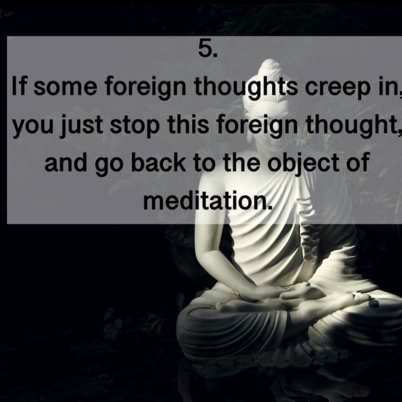 5. If some foreign thoughts creep in you just stop this foreign thought and go back to the object of meditation.