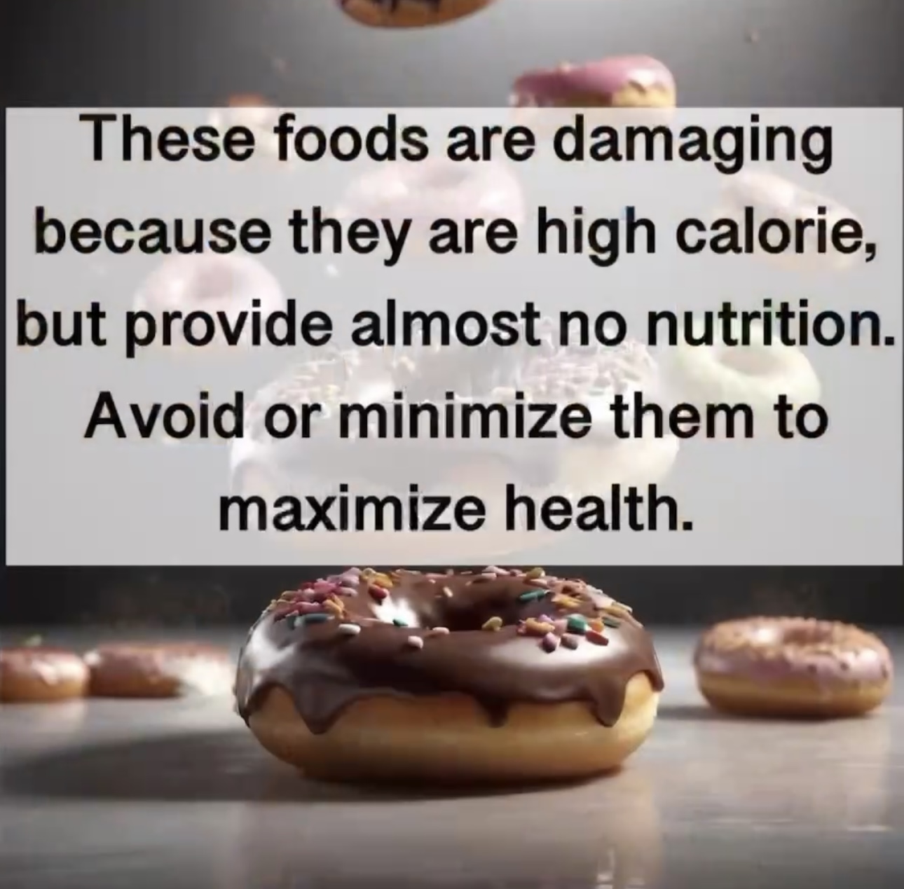 These foods are damaging because they are high calorie, but provide almost no nutrition. Avoid or minimize them to maximize health.