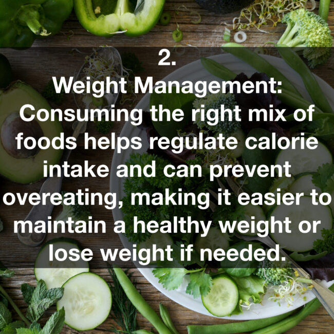 2. Weight Management: Consuming the right mix of foods helps regulate calorie intake and can prevent overeating, making it easier to maintain a healthy weight or lose weight if needed.