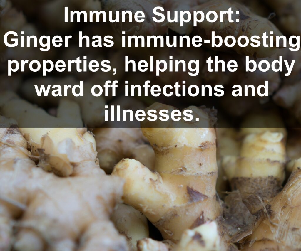 8. Immune Support: Ginger has immune-boosting properties, helping the body ward off infections and illnesses.