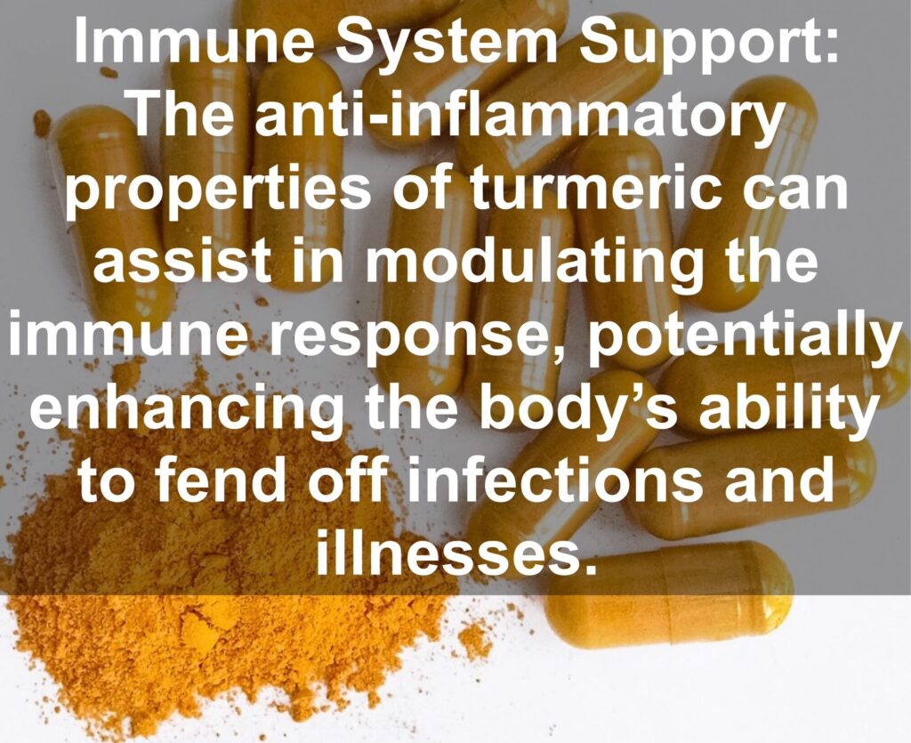 7. Immune System Support: The anti-inflammatory properties of turmeric can assist in modulating the immune response, potentially enhancing the body’s ability to fend off infections and illnesses.