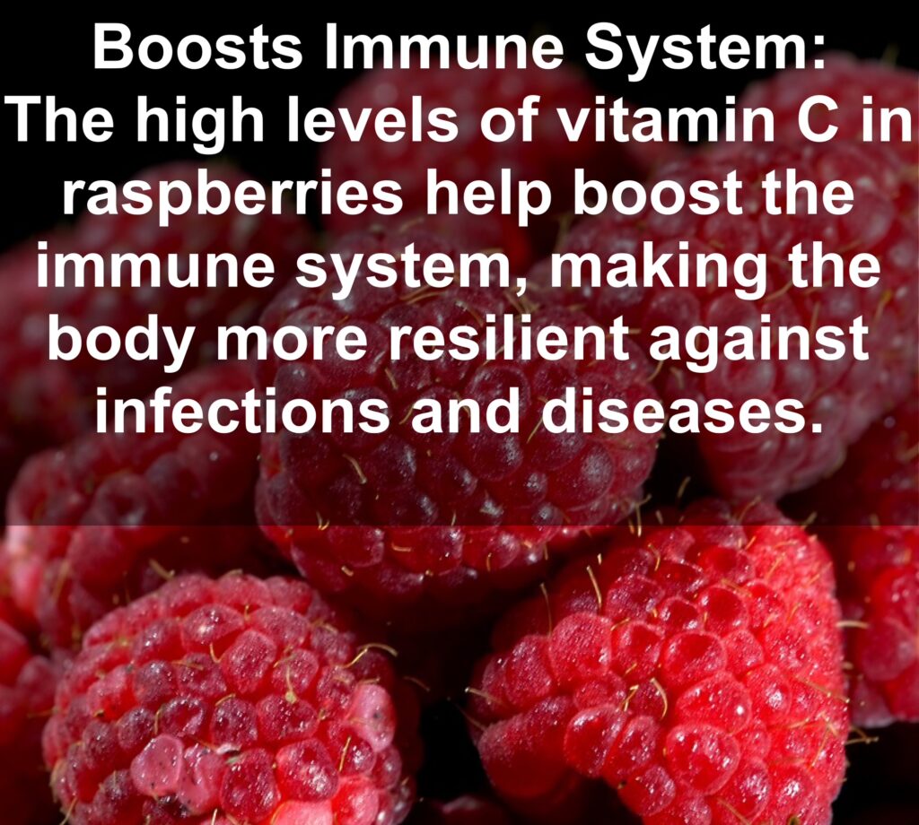 7. Boosts Immune System: The high levels of vitamin C in raspberries help boost the immune system, making the body more resilient against infections and diseases.