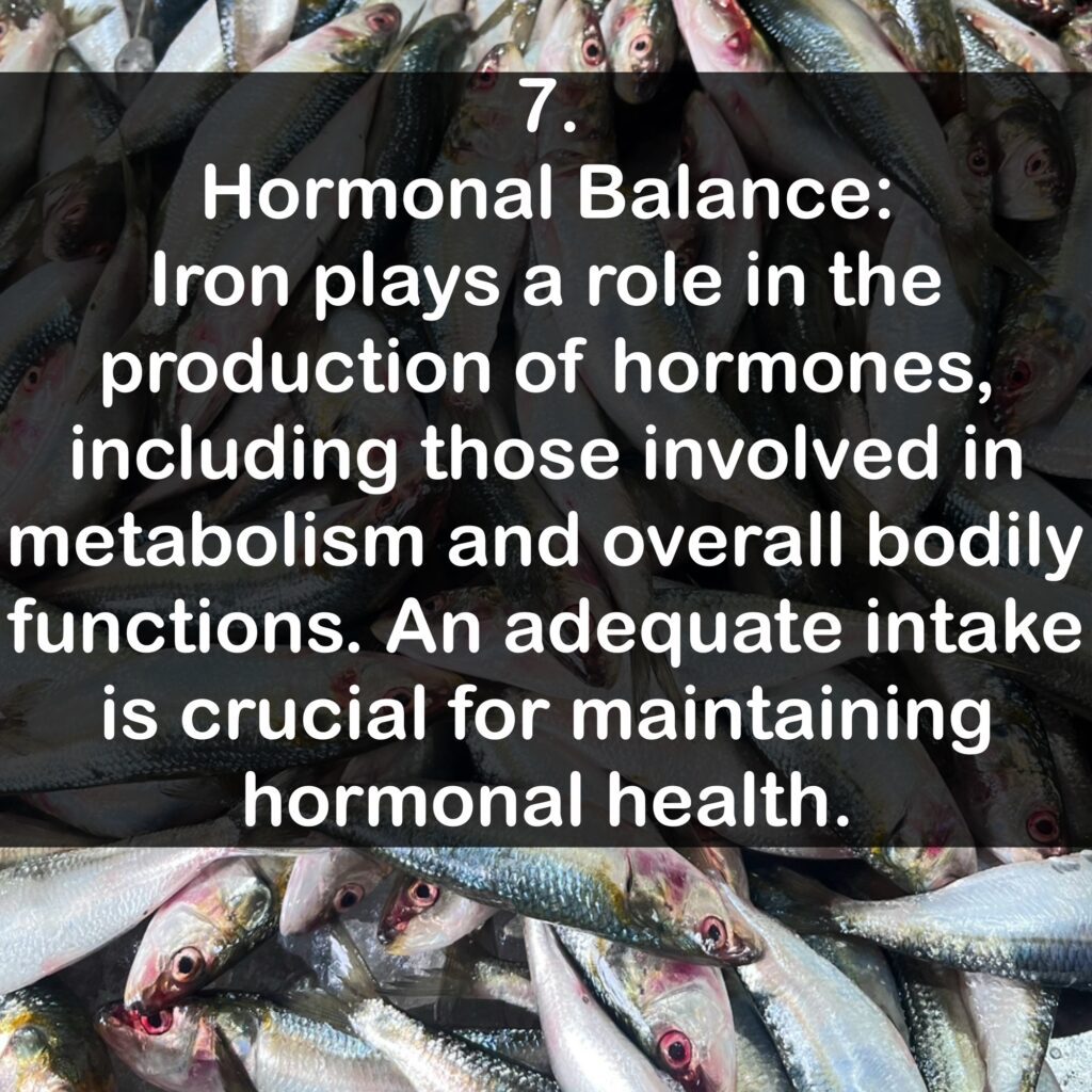 7. Hormonal Balance: Iron plays a role in the production of hormones, including those involved in metabolism and overall bodily functions. An adequate intake is crucial for maintaining hormonal health.
