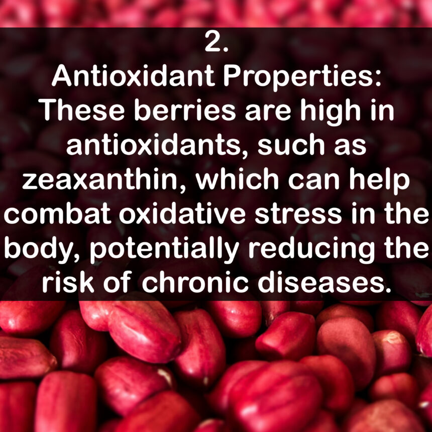 2. Antioxidant Properties: These berries are high in antioxidants, such as zeaxanthin, which can help combat oxidative stress in the body, potentially reducing the risk of chronic diseases.