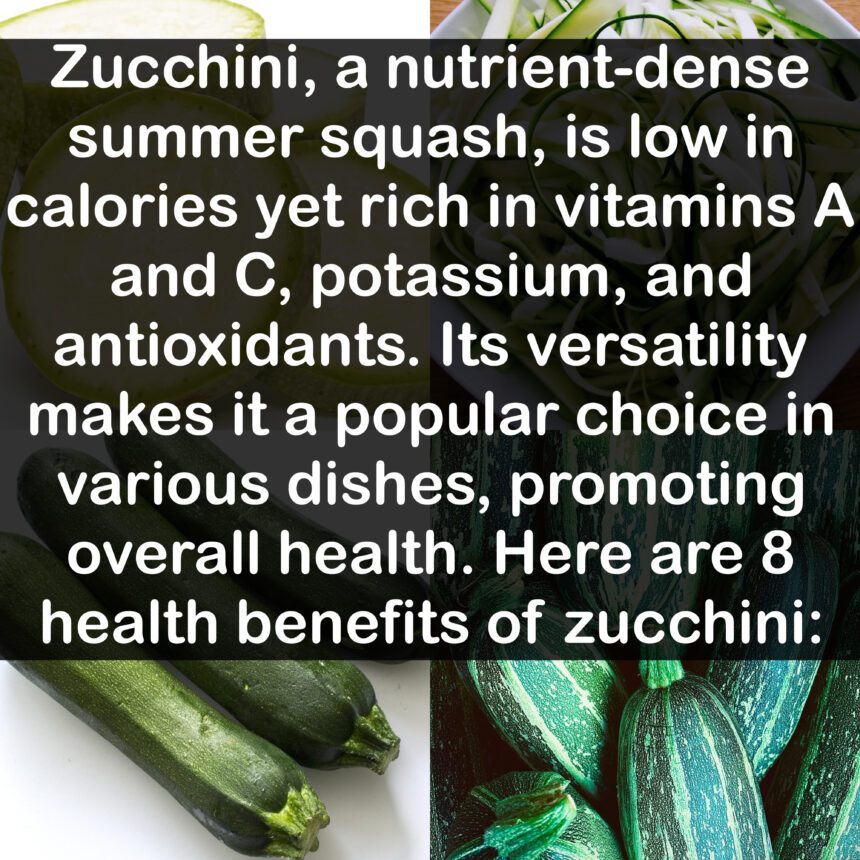 Zucchini, a nutrient-dense summer squash, is low in calories yet rich in vitamins A and C, potassium, and antioxidants. Its versatility makes it a popular choice in various dishes, promoting overall health. Here are 8 health benefits of zucchini:
