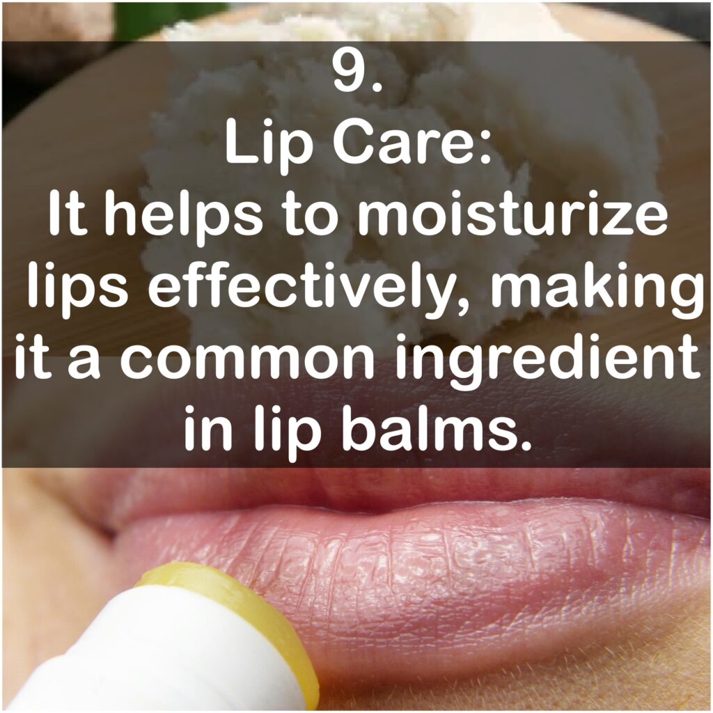 9. Lip Care: It helps to moisturize lips effectively, making it a common ingredient in lip balms.