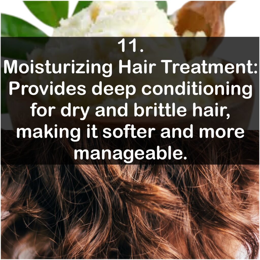 11. Moisturizing Hair Treatment: Provides deep conditioning for dry and brittle hair, making it softer and more manageable.