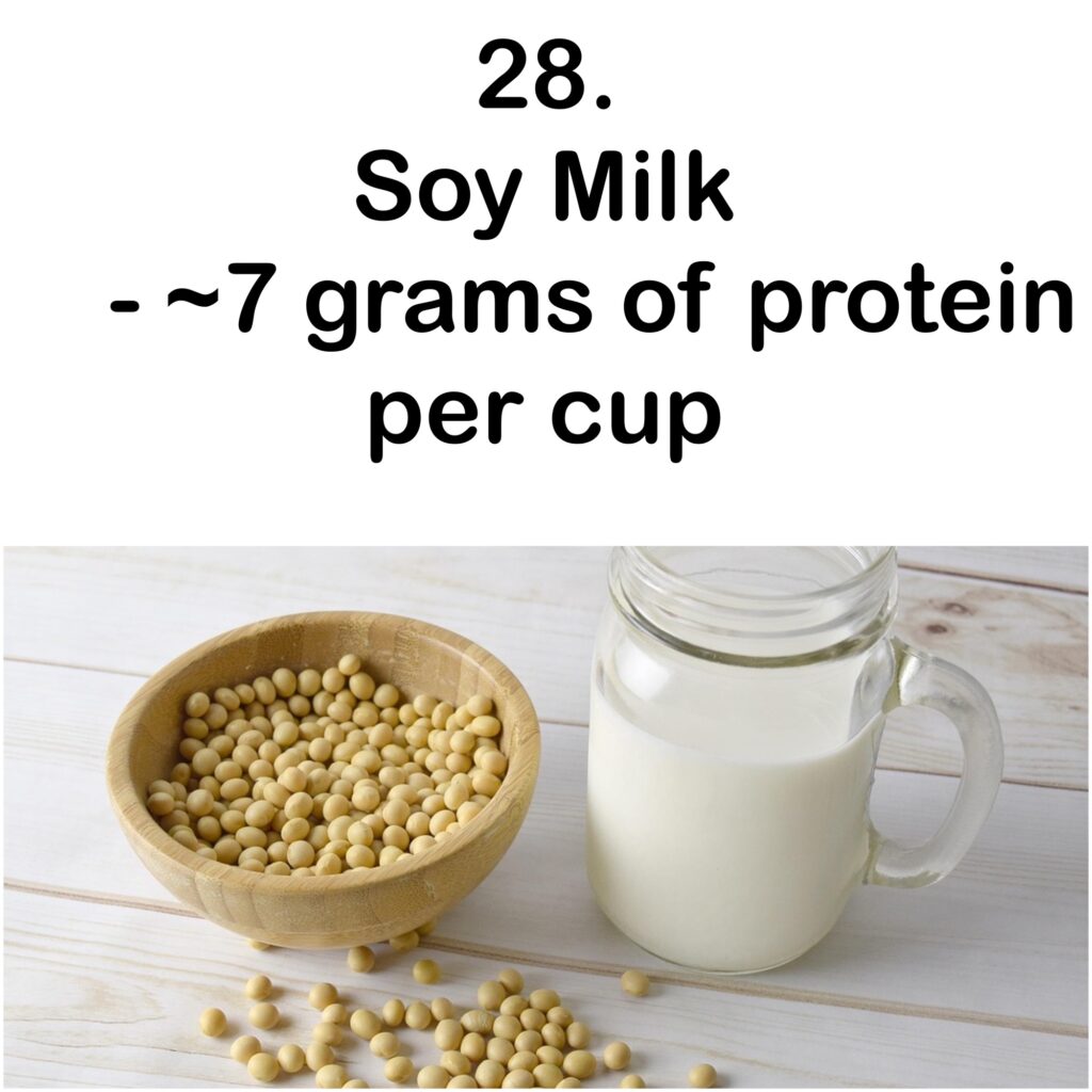 28. Soy Milk - ~7 grams of protein per cup
