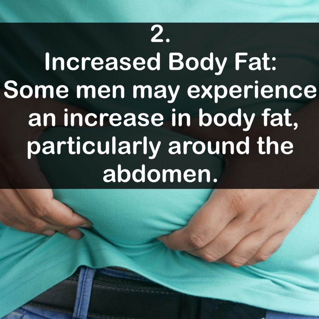 2. Increased Body Fat: Some men may experience an increase in body fat, particularly around the abdomen.