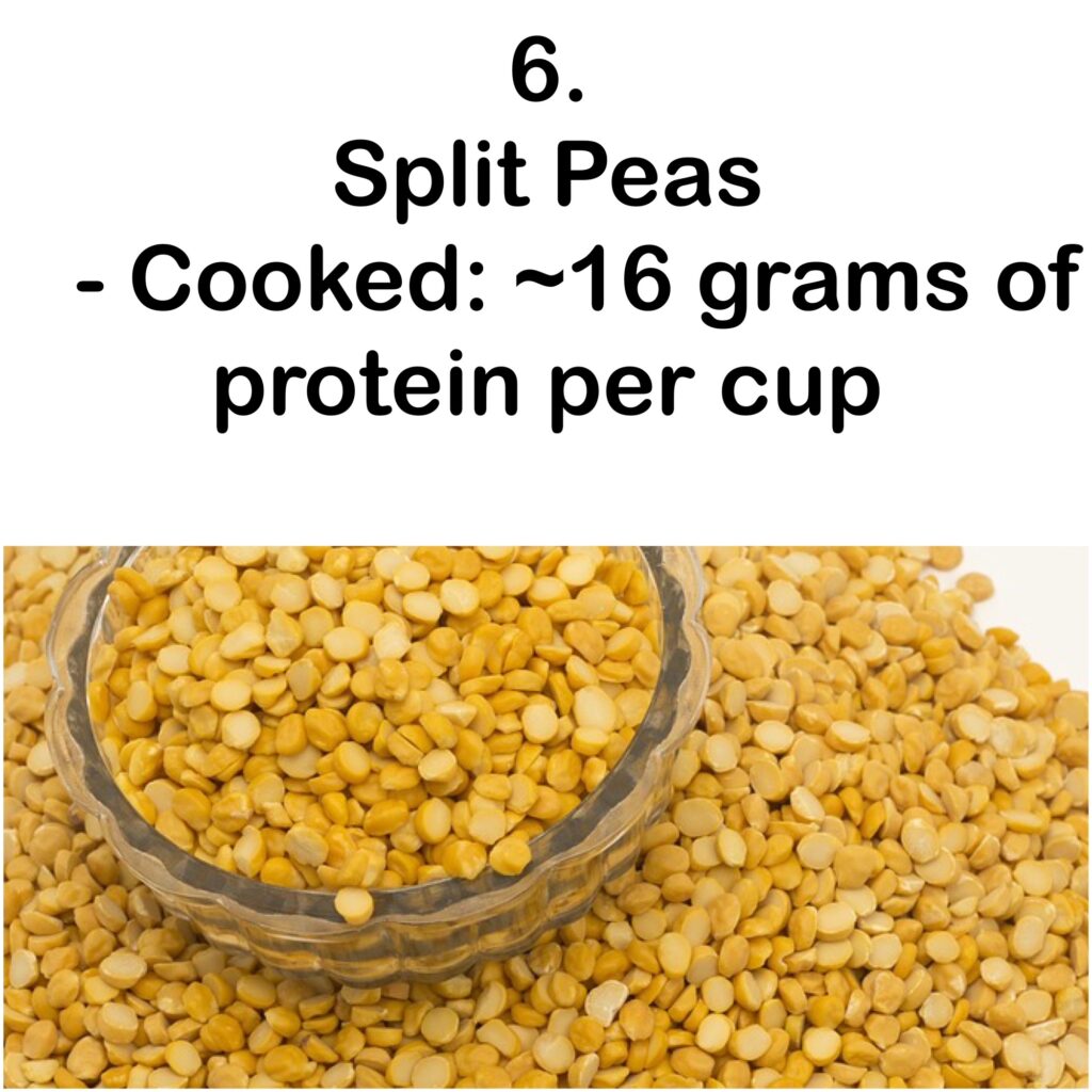 6. Split Peas - Cooked: ~16 grams of protein per cup