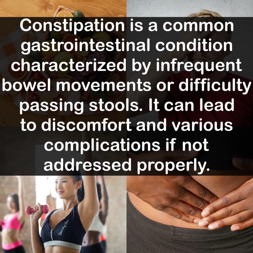 Constipation is a common gastrointestinal condition characterized by infrequent bowel movements or difficulty passing stools. It can lead to discomfort and various complications if not addressed